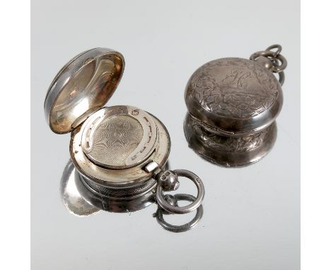 Two hallmarked silver sovereign cases, one engine turned, the other engraved, both engraved with initials, weight 1oz for bot