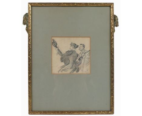 William Pope, pencil sketch, the musician, 4.5ins x 5ins