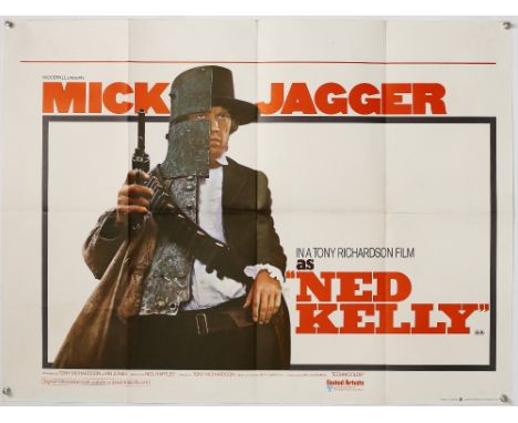 Ned Kelly (1970) British Quad film poster, starring Mick Jagger of The Rolling Stones, folded, 30 x 40 inches.       