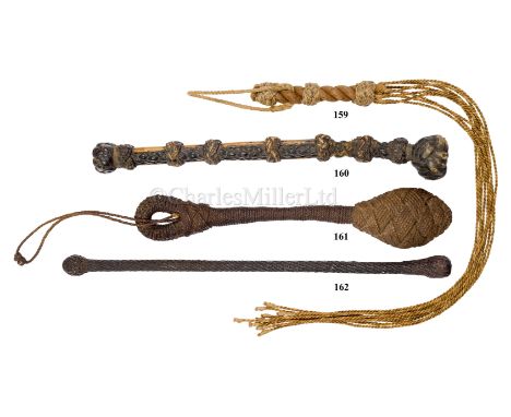 AN UNUSUAL ROPE AND CANEWORK BOSUN'S STARTER, FIRST HALF 19TH CENTURY the knotted body with cane supports and heavily knotted