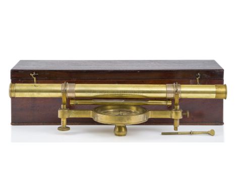 A SURVEYOR'S LEVEL BY CHARLES LINCOLN, LONDON, CIRCA 1800 with 4¾in. silvered compass finely engraved with a compass rose and