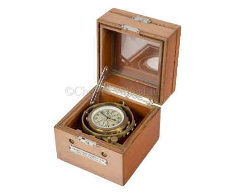 A HAMILTON MODEL 22 TWO-DAY DECK WATCH, CIRCA 1941 the 2¼in. coated steel dial signed as per title, up/down dial, subsidiary 
