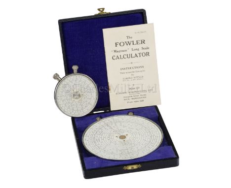 A FOWLER'S 'MAGNUM' LONG SCALE CALCULATOR of typical form, the 4½in. dial signed to centre with maker's name and contained in