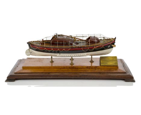 A 1:32 SCALE PRESENTATION MODEL FOR A 'WATSON' CLASS LIFEBOAT, CIRCA 1931 the 15in. carved hull finished in white and blue wi