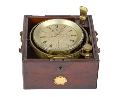 A RARE TWO-DAY MARINE CHRONOMETER BY JOHN BLISS &amp; SON, NEW YORK, CIRCA 1856 the 3½in. silvered dial signed as per title a