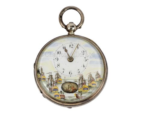 A COMMEMORATIVE AUTOMATON WATCH FOR THE BATTLE OF TRAFALGAR, 1805, CIRCA 1810 a silver key-wind consular cased verge watch, b