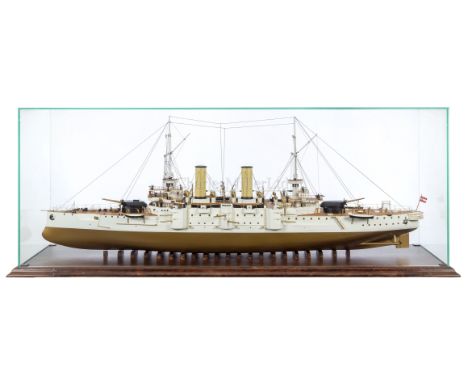 A WELL-PRESENTED 1:75 SCALE STATIC DISPLAY MODEL OF THE AUSTRIAN HAPSBURG CLASS BATTLESHIP BABENBERG, AS LAUNCHED [1903] with