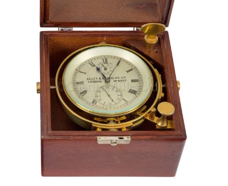 A TWO-DAY MARINE CHRONOMETER BY LILLEY &amp; REYNOLDS LTD, LONDON, CIRCA 1950 with 3½in. silvered dial signed as per title an