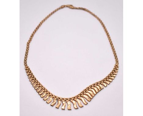 A 9ct yellow gold organ pipe chain, length 45cm, approx. 11.5g.