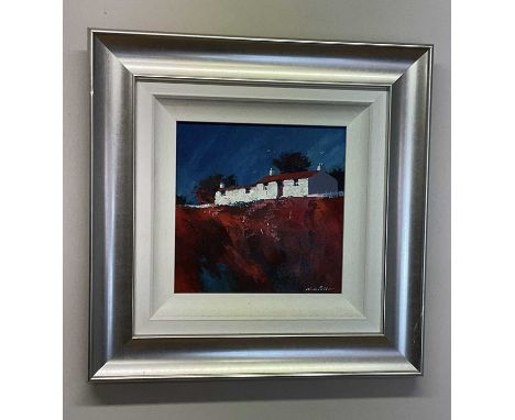 † NICK POTTER; acrylic on board, 'Fading Light, Moorland Cottage', signed, titled and inscribed on Buckingham Fine Arts label