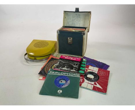 A Minerva GA45 Pop Automatic record player, designed by Mario Bellini circa 1968, in a bright almost lime green finish, sold 