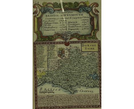 JOHN OWEN &amp; EMMANUEL BOWEN, 'The Road from Bristol to Weymouth', coloured, 19 x 12cm, with verso, the Road from Cheltenha