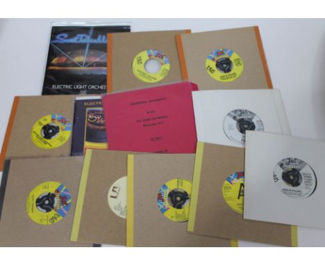 12x Electric Light Orchestra 45s including demos, flexi and coloured vinyl comprising; Mr Blue Sky, Livin' Thing, Sweet Talki