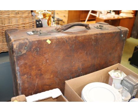 Vintage Brown Leather Case with Brass metal fittings 