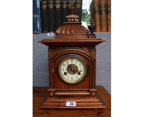 Junghans Oak cased Bracket clock with numeral dial and brass detail 48cm in Height 