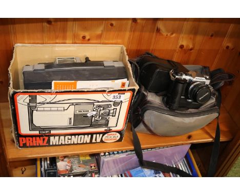 Olympus 35mmm Camera and a boxed Prinz Magnon LV Super 8 Zoom Projector etc 