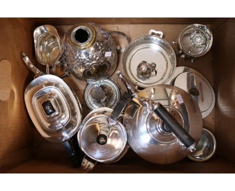 Collection of assorted Silver plated tableware to include Spirit Kettle on stand, Tea service 