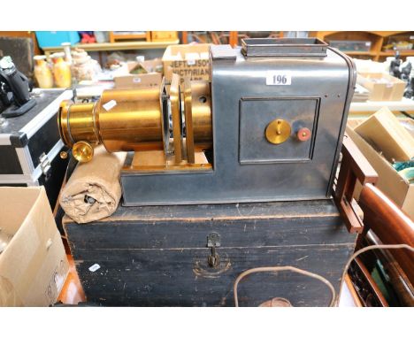 Walter Tyler Tinplate &amp; Brass Magic Lantern boxed with extra bulb 
