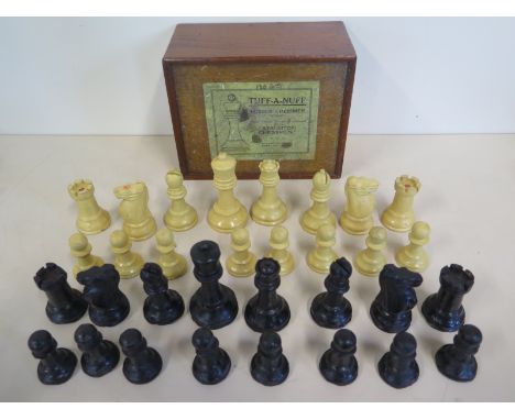 A very rare Jaques Tuff-a-Nuff chess set in original box, made of rubber and introduced in 1927, the rare chess set comes in 