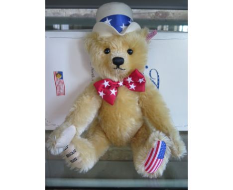 A Steiff First American Teddy Bear - mohair - 38cm H - limited edition number 7256 - limited to the year 2003 -  with certifi