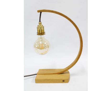 Tom Raffield Hanter table lamp in light oak, 40cm high 