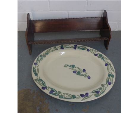 Emma Bridgewater oval serving dish &amp; an early 20th century oak book trough (2)