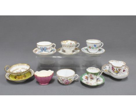 Collection of porcelain cabinet cups and saucers (14) (some a/f) 
