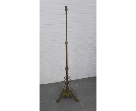 Late 19th / early 20th century brass standard lamp, 152cm. 