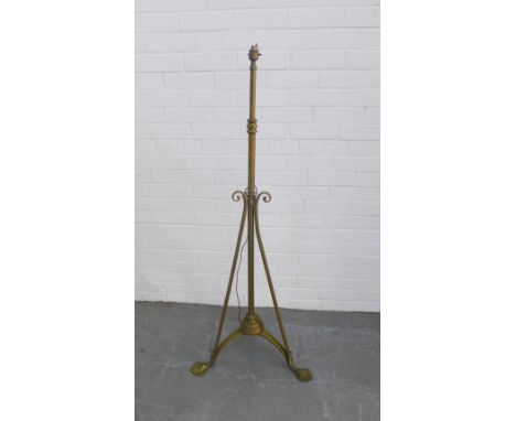 Late 19th / early 20th century brass standard lamp, 135cm. 