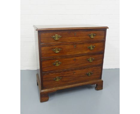 19th century mahogany chest, the rectangular top above four long graduating drawers on bracket feet, 87 x 87 x 46cm. 