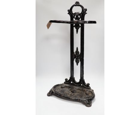 A Victorian cast iron stick stand, 62cm high