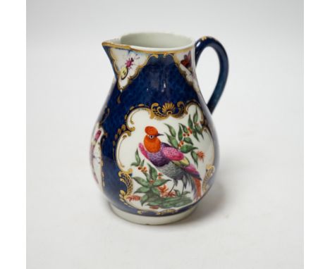 An 18th century Worcester blue scale jug, 11cm