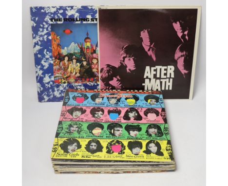 Sixteen LP albums by The Rolling Stones, and related, and Jimi Hendrix, including Aftermath, Their Satanic Majesties Request,