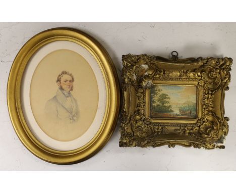 Early 19th century English School, pencil and watercolour, Portrait of a gentleman, indistinctly inscribed and dated 1831, to