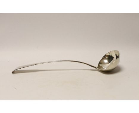 A George III silver fiddle pattern soup ladle, Peter &amp; William Bateman, London, 1811, 33.4cm, 6.9oz.
