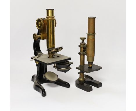 Two cased Leitz Wetzlar microscopes, largest 30cm high
