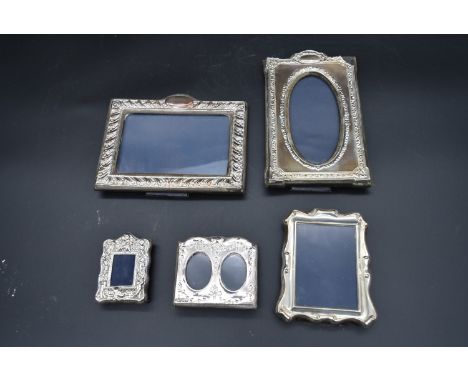 A miscellaneous collection of silver framed easel mirrors, various English hallmarks. H.20cm W.13cm (largest) 