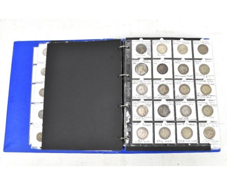 An interesting album of British 17th century and later mixed denomination coinage including Charles I electrotype 1644 crown,