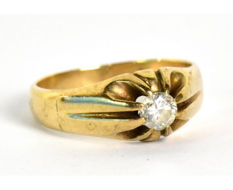 A 9ct yellow gold signet ring set with diamond weighing approx 0.25cts, ring size V 1/2, approx 5.7g.Additional InformationTh