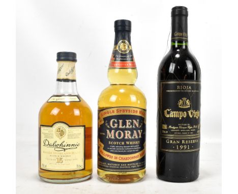 DALWHINNIE; a single bottle of 15 Year Old Single Highland Malt Scotch Whisky and a bottle of Glenmoray Scotch whisky, both i