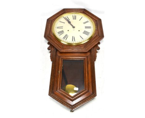 ANSONIA CLOCK CO; an American drop dial wall clock, the circular dial set with Roman numerals, length approx 80cm.