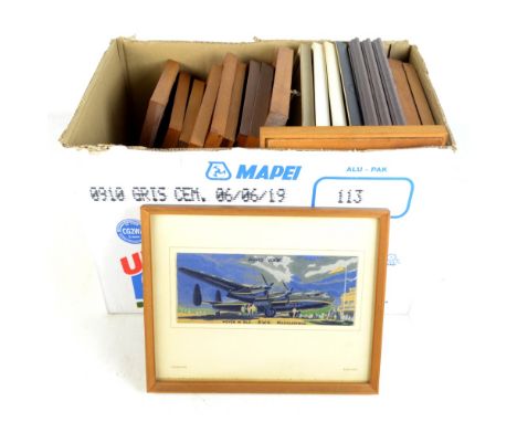 A collection of twenty-two assorted Brocklehurst-Whiston Macclesfield woven silk pictures including 'The Avro York', all fram