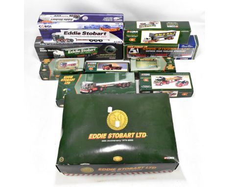 CORGI; a group of boxed Eddie Stobart Ltd lorries including a limited edition example, a Hauliers of Renown Scania R facelift