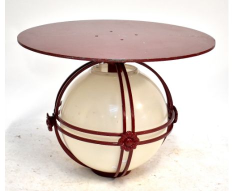 A large spherical light with metal openwork surround, diameter 53cm.