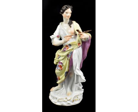 MEISSEN; an 18th century female figure representing Art, height 16.75cm.Provenance: from a private Worcestershire collection.