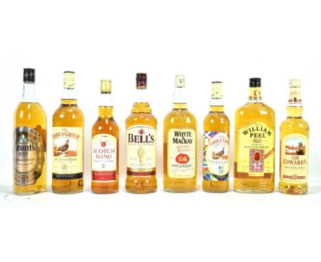 A group of blended Scotch Whisky with manufacturers including Famous Grouse, Sir Edward's, William Peel etc (8).