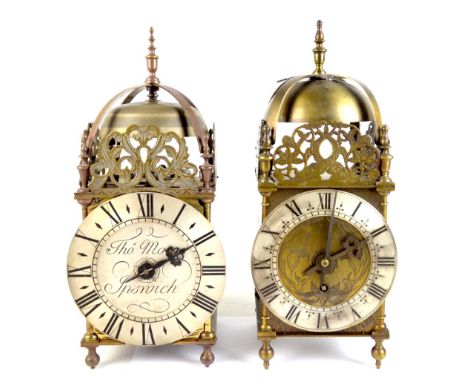 Two reproduction brass lantern clocks, including an example marked for Thomas Moore of Ipswich (2).Additional InformationThe 