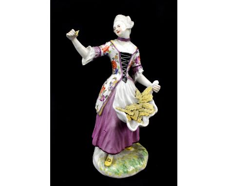 LIMBACH; an 18th century figure representing summer, painted marks to base, height 17.5cm.Provenance: from a private Worceste