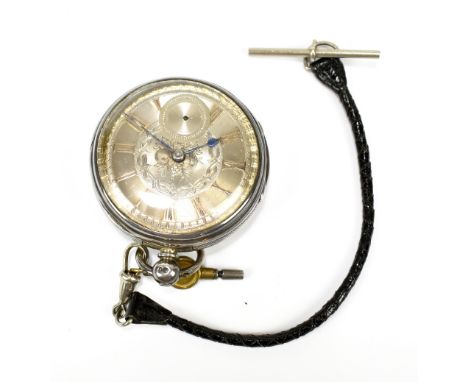 GE STEELE OF CHESTER-LE STREET; an early to mid-19th century hallmarked silver cased pocket watch, the silvered engine turned