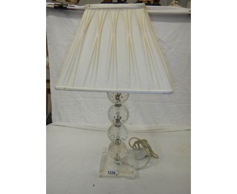 A glass table lamp with shade, 62 cm.